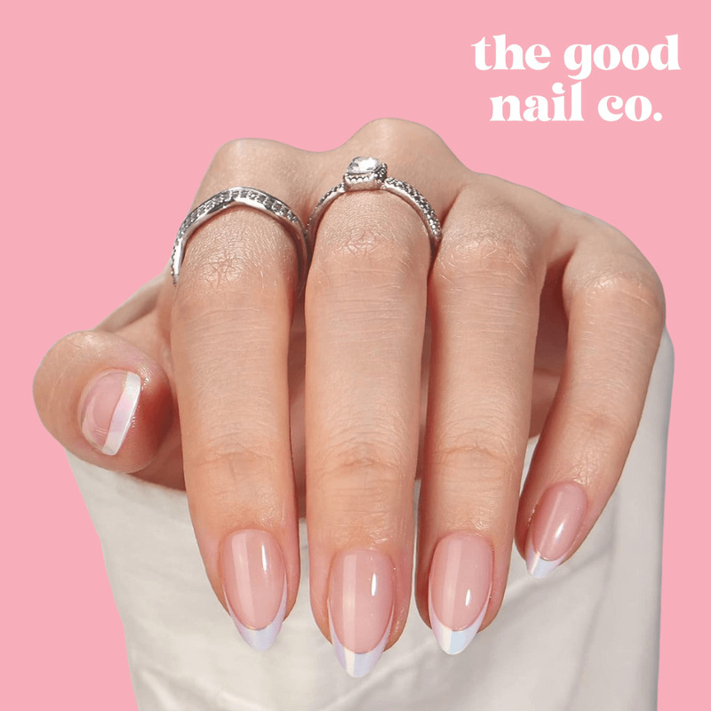 THE GOOD NAIL CO - Press-On Gel Nail Kit - 'CHROME TIP FRENCHIE' - Short Almond