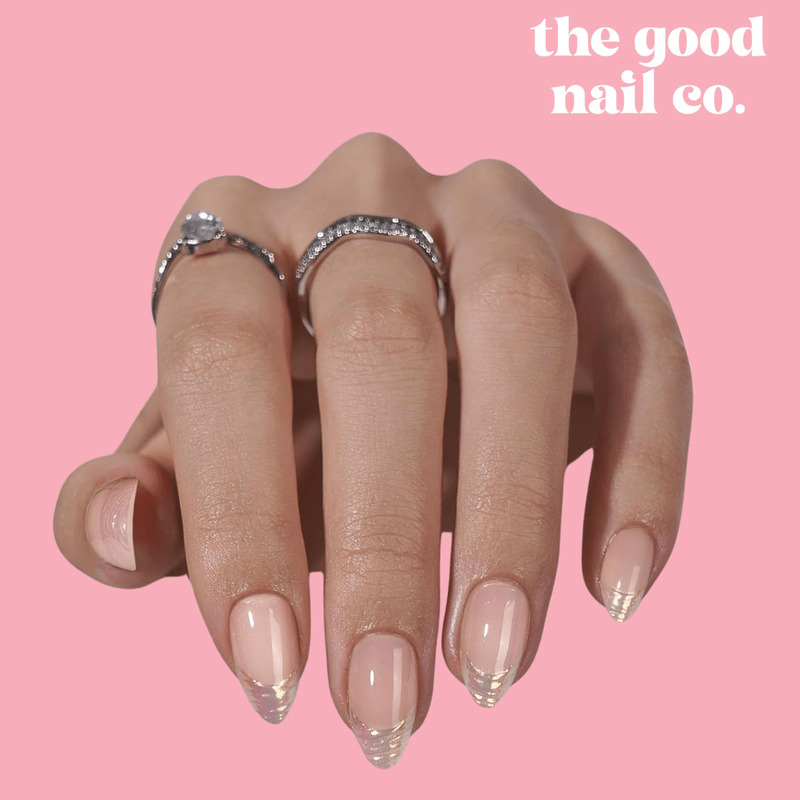 THE GOOD NAIL CO - Press-On Gel Nail Kit - 'SHELL TIP FRENCHIE' - Short Almond