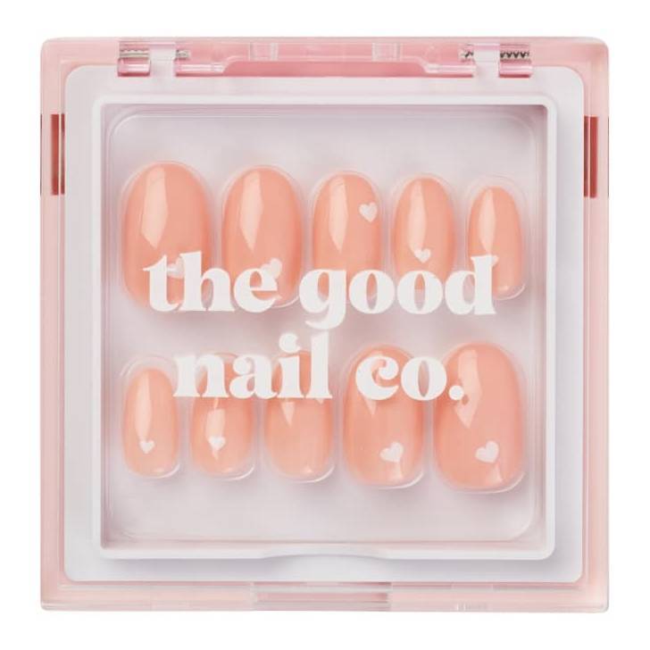 THE GOOD NAIL CO - Press-On Nails Travel Kit Edition - 'PEACHY HEART' - Short Oval