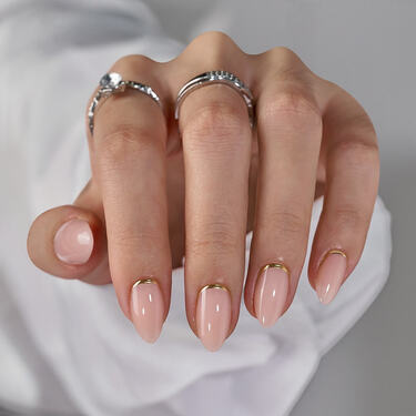 THE GOOD NAIL CO - Press-On Gel Nail Kit - 'GOLD TIP' - Short Almond