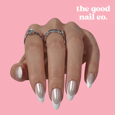 THE GOOD NAIL CO - Press-On Gel Nail Kit - 'SNOW GLAZED FRENCHIE' - Medium Almond