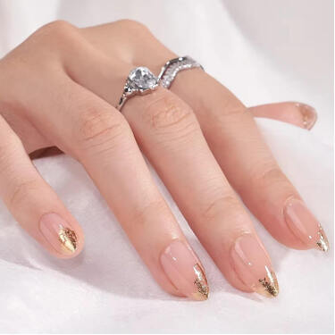 THE GOOD NAIL CO - Press-On Gel Nail Kit - 'GOLDEN FOIL' - Short Almond