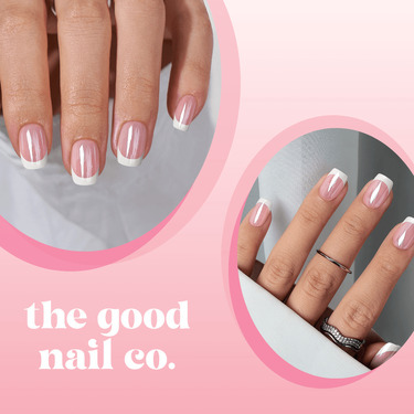 THE GOOD NAIL CO - Press-On Gel Nail Kit - 'PINK FOILED FRENCHIE' - Short Square