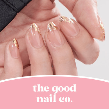 THE GOOD NAIL CO - Press-On Gel Nail Kit - 'GOLDEN FOIL' - Short Almond