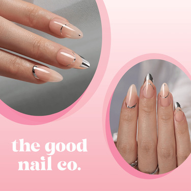 THE GOOD NAIL CO - Press-On Gel Nail Kit - 'SILVER GALAXY' - Medium Almond