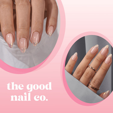 THE GOOD NAIL CO - Press-On Gel Nail Kit - 'SHELL TIP FRENCHIE' - Short Almond