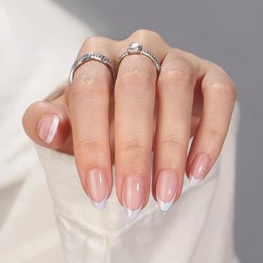 THE GOOD NAIL CO - Press-On Gel Nail Kit - 'CHROME TIP FRENCHIE' - Short Almond