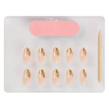 THE GOOD NAIL CO - Press-On Gel Nail Kit - 'GOLDEN FOIL' - Short Almond