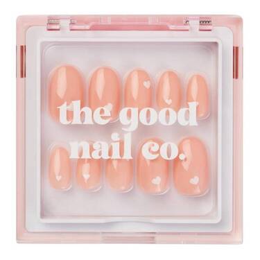 THE GOOD NAIL CO - Press-On Nails Travel Kit Edition - 'PEACHY HEART' - Short Oval