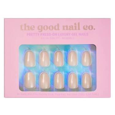 THE GOOD NAIL CO - Press-On Gel Nail Kit - 'PEARL FAIRY SPRINKLES' - Short Oval