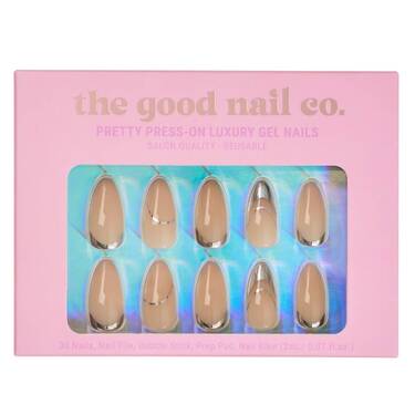 THE GOOD NAIL CO - Press-On Gel Nail Kit - 'SILVER GALAXY' - Medium Almond