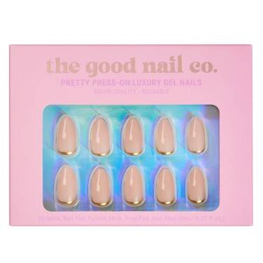 THE GOOD NAIL CO - Press-On Gel Nail Kit - 'GOLD TIP' - Short Almond