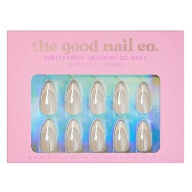 THE GOOD NAIL CO - Press-On Gel Nail Kit - 'SNOW GLAZED FRENCHIE' - Medium Almond