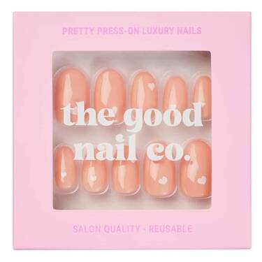 THE GOOD NAIL CO - Press-On Nails Travel Kit Edition - 'PEACHY HEART' - Short Oval