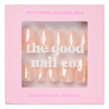 THE GOOD NAIL CO - Press-On Nails Travel Kit Edition - 'PEACH POP GLAZE' - Short Oval