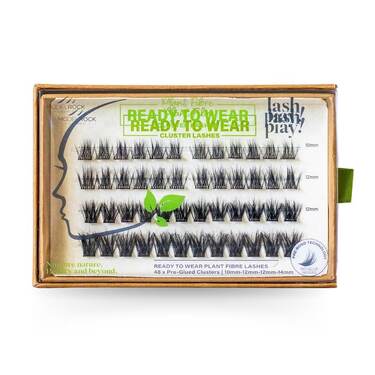 LASH PLAY Ready to Wear Pre-Glued PLANT FIBRE - 'SMOKE BOMB' - 48 x Clusters - Mixed Lengths